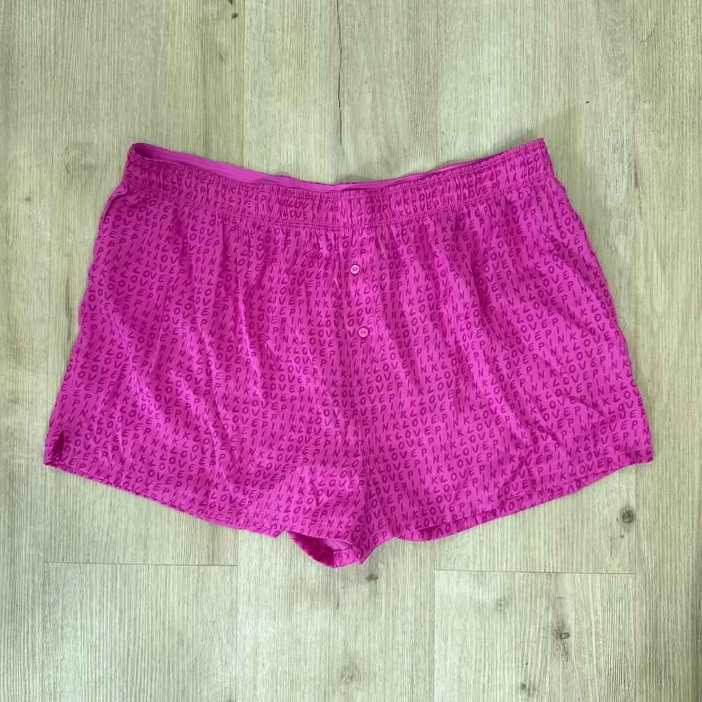 Victoria’s Secret PINK Logo Pajama Sleep Shorts Pink Lounge Short Y2K Size XL